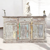 Rustica Reclaimed Wood Boat Timber Sideboard Buffet Whitewash